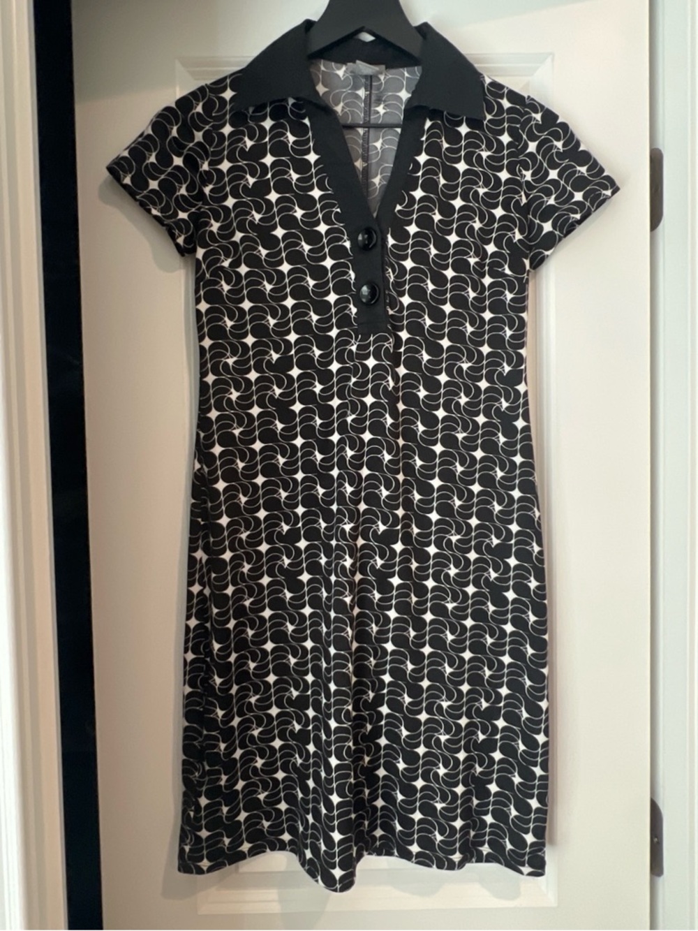 Ann Taylor Black and White Collared Mini Dress